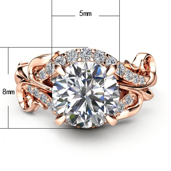 Rose Gold Flower Diamond Ring 925 Sterling Silver Titanium SZ:6-8 FAST SHIPPING! - Picture 3 of 7